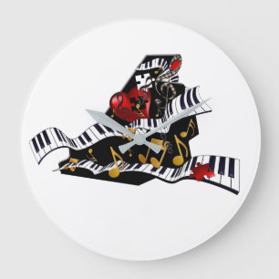 Relógio Grande Piano Design Music Decor Wall Clock Juleez