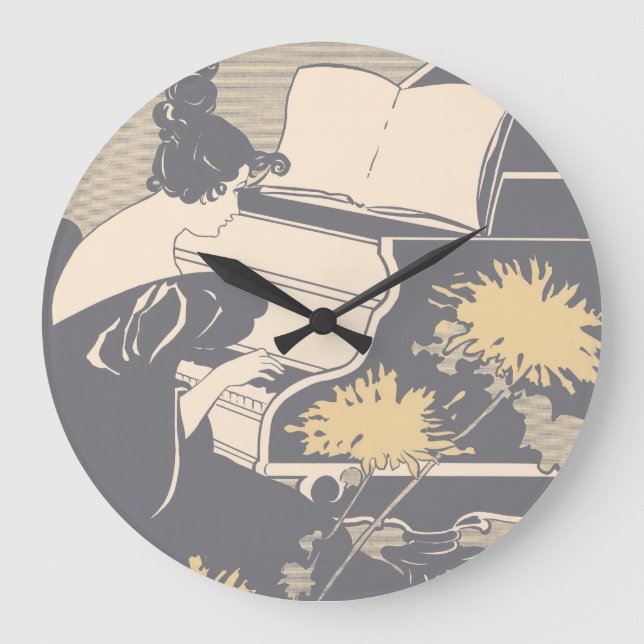 Relógio Grande Piano Player Elegante (Frente)