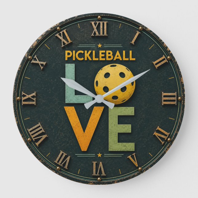 Relógio Grande Pickleball Love Paddle Ball  (Frente)