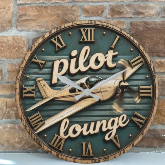 Relógio Grande Pilot Lounge Vintage Propeller Airplane (Criador carregado)