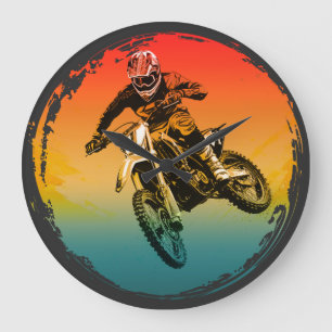 Relógio Grande piloto de moto de motocross vintage motocicleta