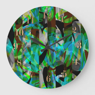 Relógio Grande Pincel moderno abstrato sem soldadura trava multic