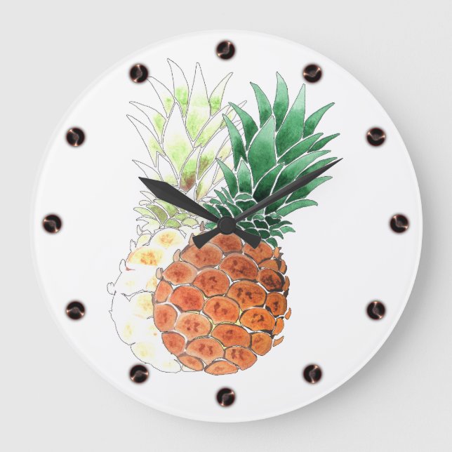 Relógio Grande Pineapple, watercolor . (Frente)
