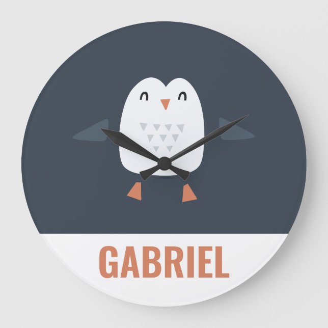 Relógio Grande pinguim engraçado e festivo, crianças personalizad (Frente)