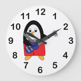 Relógio Grande Pinguim Jogando Bass Bassistin