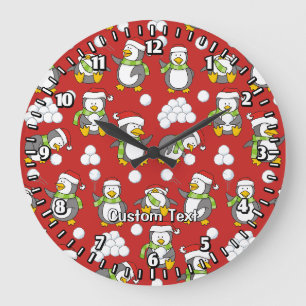 Relógio Grande Pinguins de Natal