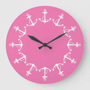 Relógio Grande Pink Anchors