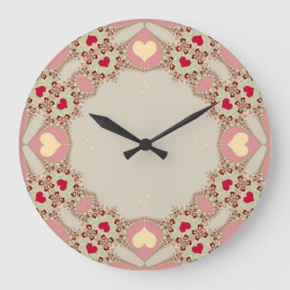 Relógio Grande Pink Country Love Hearts Wall Clock