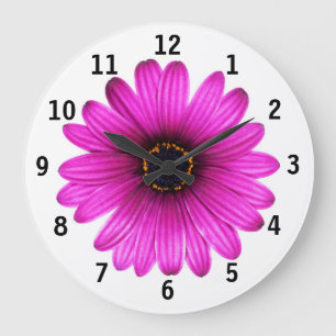Relógio Grande Pink daisy flower Clock