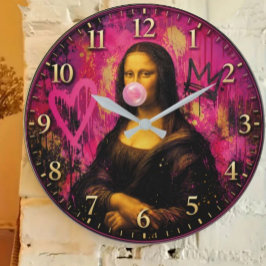 Relógio Grande Pink Pop Art Mona Lisa