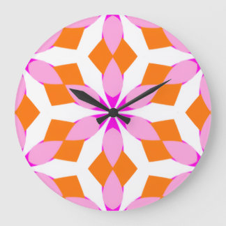 Relógio Grande  Pink Purple and Orange Floral Geometric 