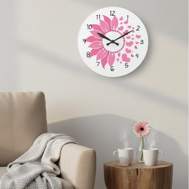 Relógio Grande pink sunflower wall clock / decorative clock  (Criador carregado)