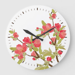Relógio Grande Pink Tree Blossoms Wall Clock