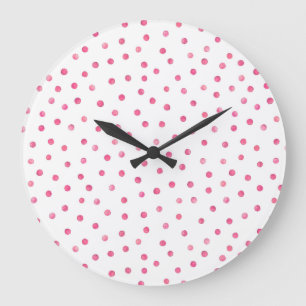 Relógio Grande Pink White Confetti Dots Pattern