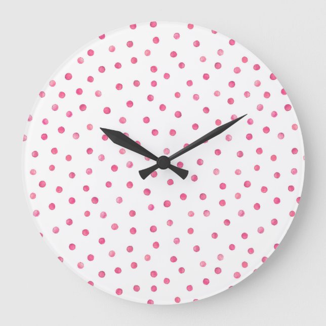 Relógio Grande Pink White Confetti Dots Pattern (Frente)
