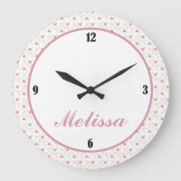 Pink White Flor Girl Room Clock