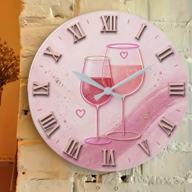 Relógio Grande Pink Wine Glass (Criador carregado)