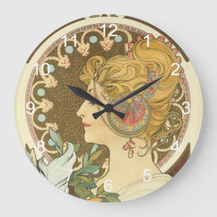 Relógio Grande Pintura Alphonse Mucha