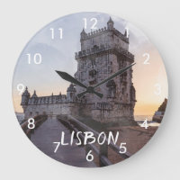 Pintura aquosa da torre de Belem no pôr do sol