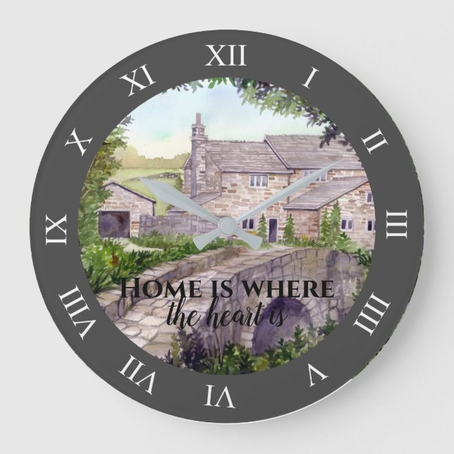 Relógio Grande Pintura de Aquarela de Ponte Pedra (Frente)