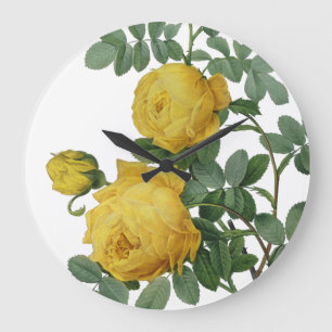 Relógio Grande Pintura de rosa amarela vítrea