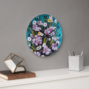 Relógio Grande Pintura do Buquê de Primavera por Alfred Fox
