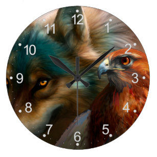 Relógio Grande Pintura do lobo e da águia