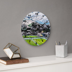 Relógio Grande Pintura do Monte Fuji por Alfred Fox