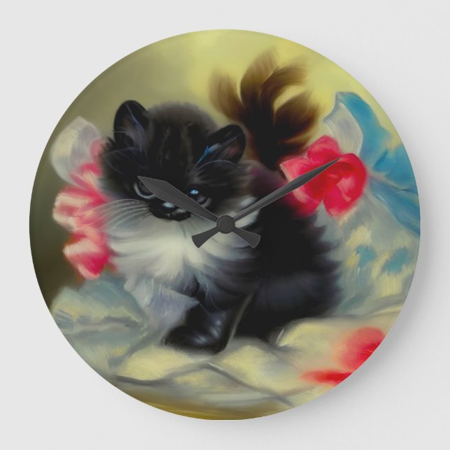 Relógio Grande Pintura em branco e preto (Frente)
