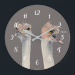 Relógio Grande Pintura engraçada da aguarela do pássaro da<br><div class="desc">Esta é uma pintura de uma avestruz que eu me encontrei no jardim zoológico de Como em St Paul,  manganês. Era realmente expressivo e era um grande assunto para tomar imagens de. Mais tarde eu pintei suas expressões diferentes na aguarela.</div>