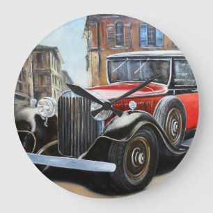 Relógio Grande Pintura na Cidade Antiga do Carro Retroativo