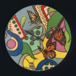 Relógio Grande Pintura na Fábrica de Borboletas do Abstrato do sé<br><div class="desc">Pintor de arte pop Jamie Roxx Médio Century Abstrato Butterfly pintura na fábrica Encontre mais sobre as pinturas do Pop do Luxury Jamie Roxx em www.JamieRoxx.us</div>