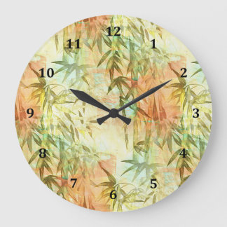 Relógio Grande Pintura na Floresta Bamboo