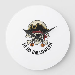 Relógio Grande Pirata Caveira Halloween Gravura Vintage Camisa Br