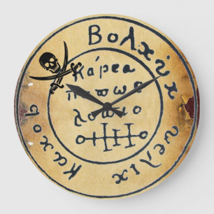 RELÓGIO GRANDE PIRATAS ANTICOS MAPA DE TRATAMENTO, CRÂNIO E ESPAD