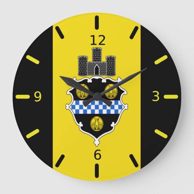 Relógio Grande Pittsburgh (Pennsylvania) flag Large Clock (Frente)