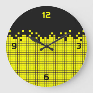 Relógio Grande Pixels Amarelos do Geek de Jogador Retroativo dos 