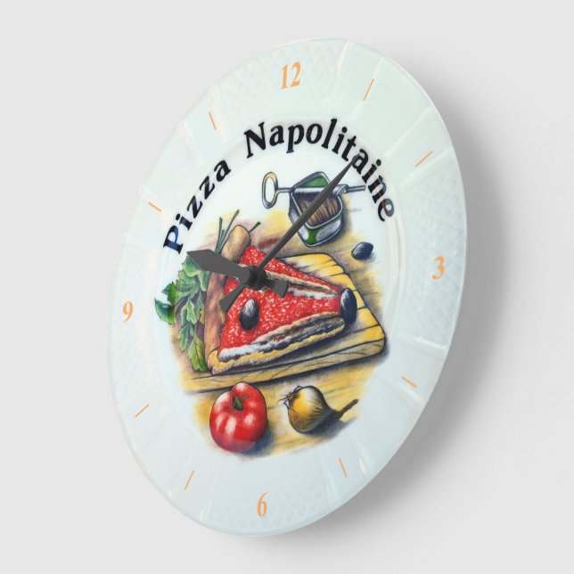 Relógio Grande Pizza Napolitaine. (Ângulo)