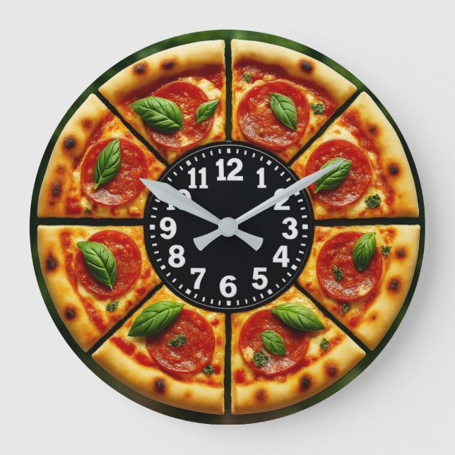 Relógio Grande Pizza slice cheesy timepiece pizzeria wall art  (Frente)