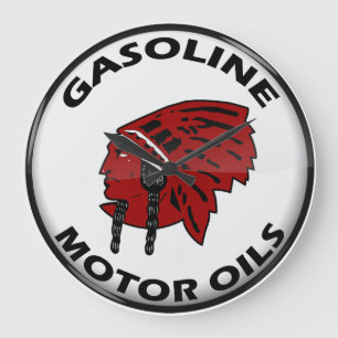 Relógio Grande Placa de lata vintage da Gasolina Red Indian relóg