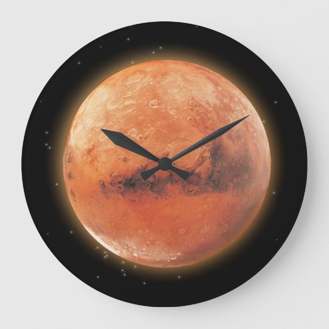 Relógio Grande Planet Mars & Starry Sky Astronomy Wall Clock (Frente)