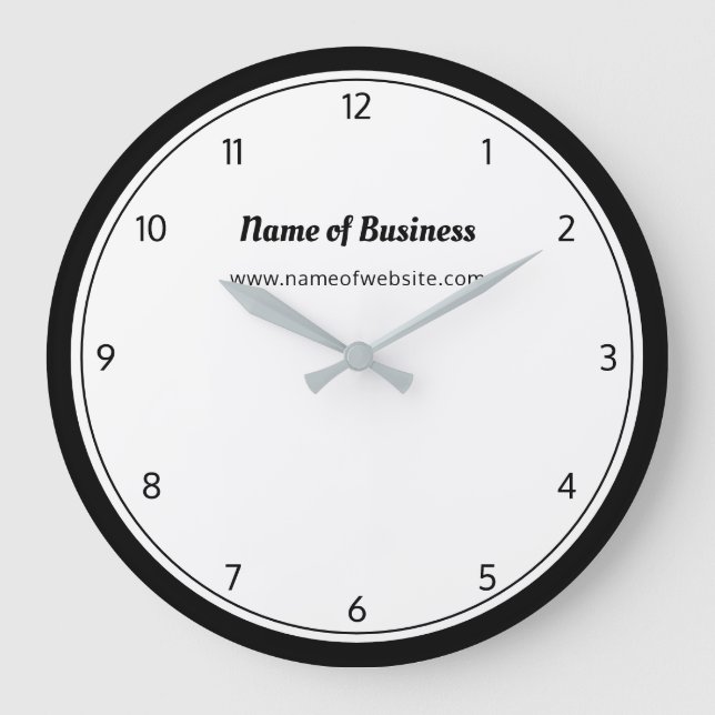 Relógio Grande Planície Branca Moderna Simples com Números (Frente)