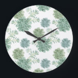 Relógio Grande Plant Happiness | Succulent Pattern<br><div class="desc">Enjoy this fresh creative succulent pattern design on a product or wallart piece to enhance and add to the world around you. Artist: Grace Popp</div>