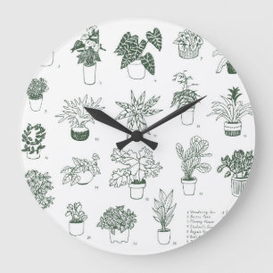 Relógio Grande Plantas interiores: vintage sorvido à mão.