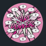 Relógio Grande PODER FEMININO Quadrinho Pop Art Rosa<br><div class="desc">Relógios divertidos e modernos de quadrinhos de super-heróis pop que certamente adicionarão um toque de cor a vários ambientes em sua casa ou escritório. Uma maneira ideal de presentear a si mesmo ou a alguém que você conhece com esses relógios de designer exclusivos e legais da Comic Con. Por que...</div>
