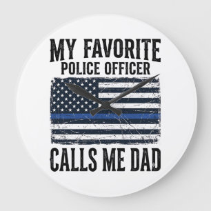 Relógio Grande Policial Pai Thin Blue Line Vintage Vetor D