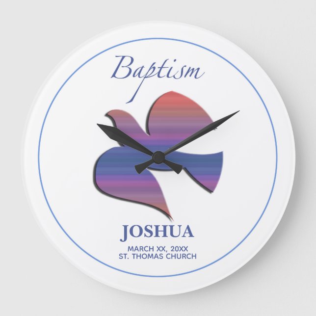 Relógio Grande Pomba customizável, adulta do baptismo (Frente)