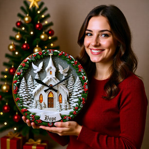 Relógio Grande Pombas Brancas da Igreja da Esperança na Neve