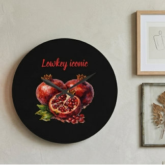 Relógio Grande Pomegranate Red Rich Oil Paint Aesthetic Elegant 