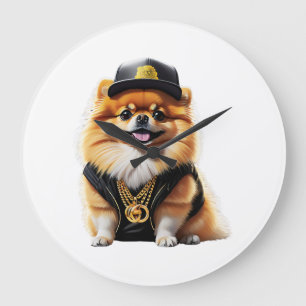 Relógio Grande Pomerânia Gangsta - Cachorro com Swag de Hip Hop